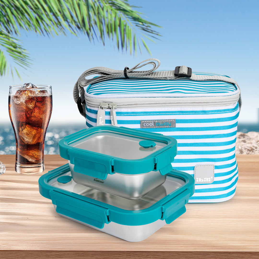 Kit Bolsa Isotérmica IBILI Tricapa 5L y Recipientes de Acero LACOR Etern de 820 y 480 ml