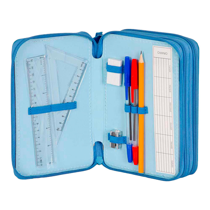 KARACTERMANIA - Estuche Plumier Triple Completo con 44 Piezas. Lilo y Stitch Sit