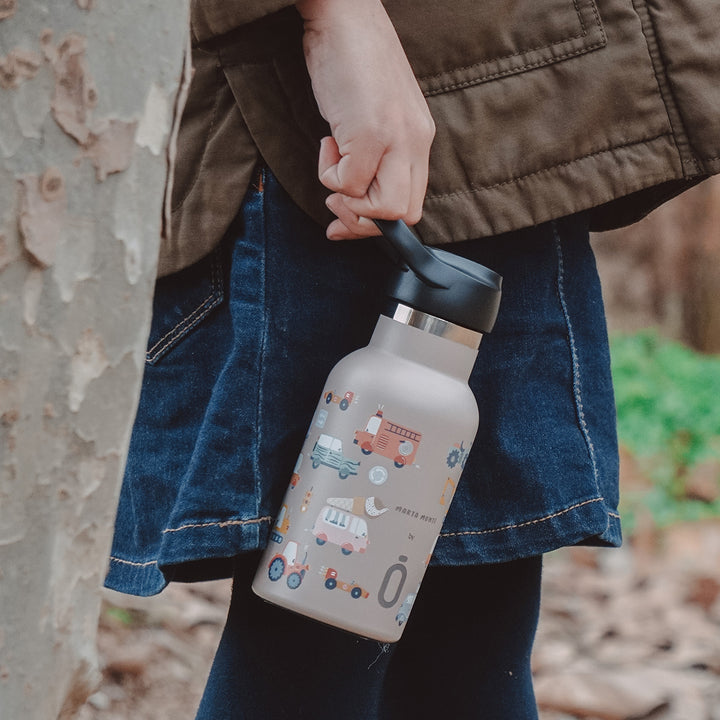 Runbott Marta Munté - Botella Térmica Infantil de 0.35L con Interior Cerámico. Road Topo