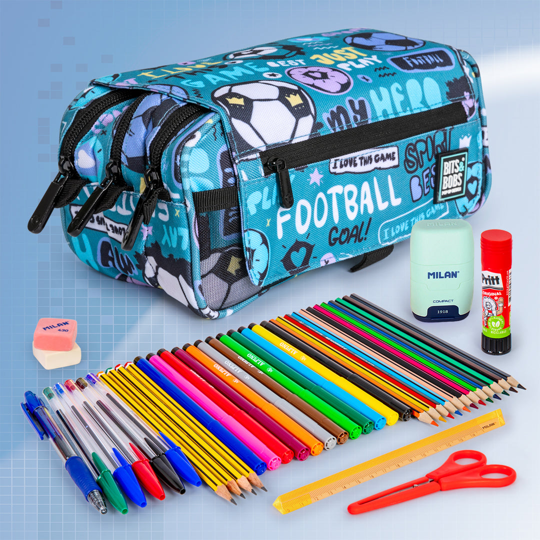 Grafoplás Design - Estuche Portatodo Triple con Solapa para Material Escolar. Hero