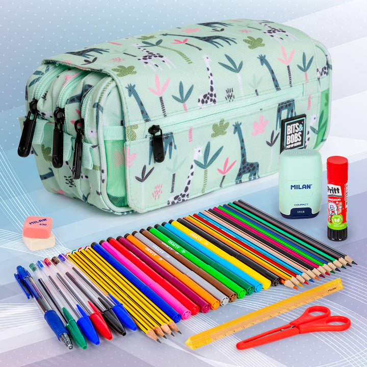 Grafoplás Design - Estuche Portatodo Triple con Solapa para Material Escolar. Jungle