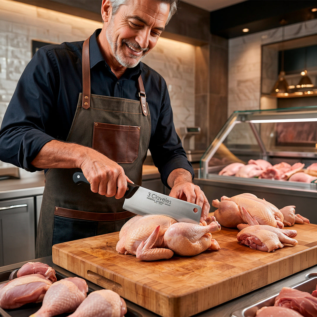 3 Claveles - Hachuela Profesional Uniblock 4 mm 16 cm Acero Inoxidable Mango POM