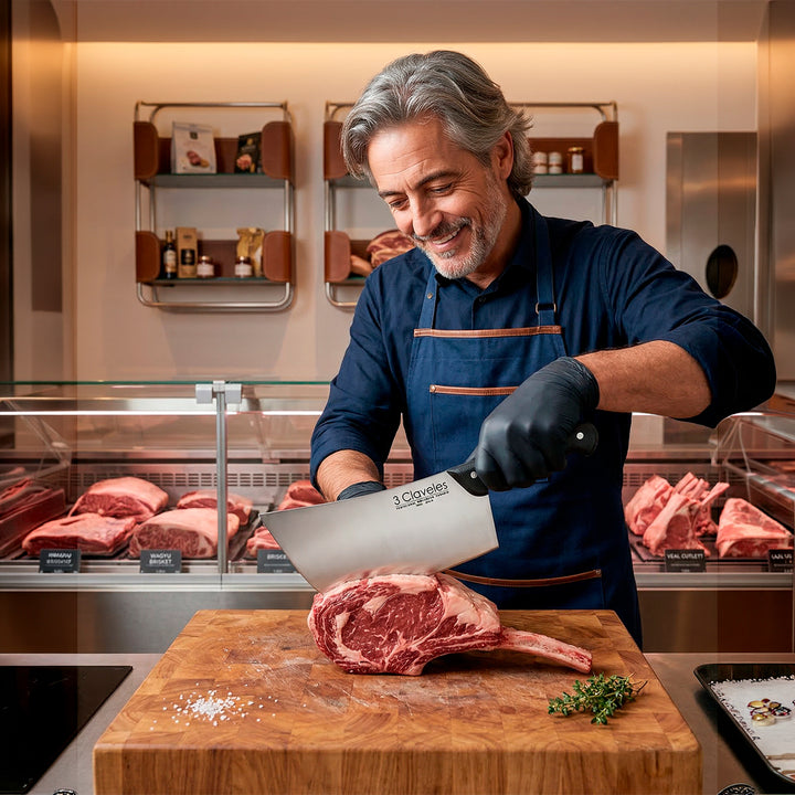 3 Claveles - Hachuela Profesional Para Filetear 3 mm 16 cm Acero Inoxidable Mango POM