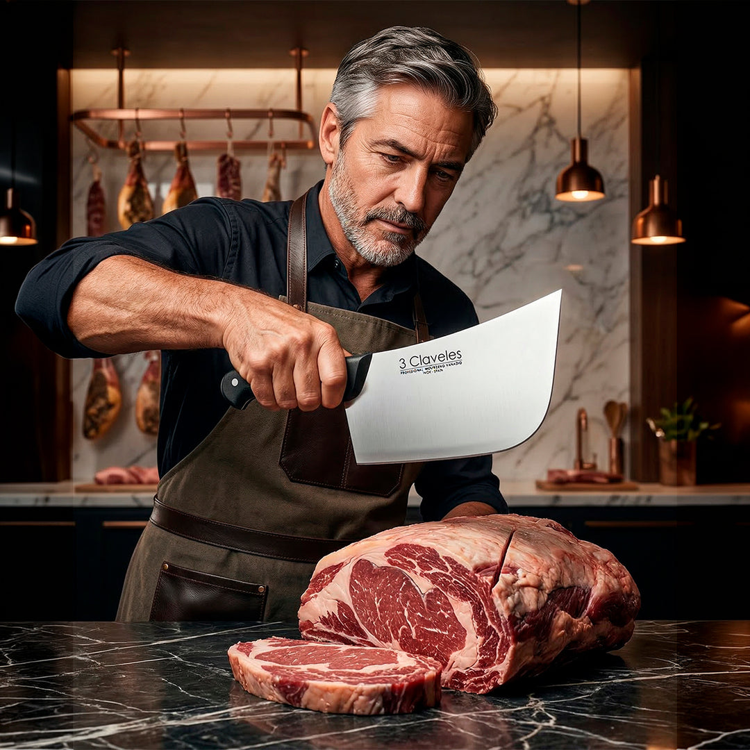 3 Claveles - Hachuela Profesional Para Filetear 3 mm 16 cm Acero Inoxidable Mango POM