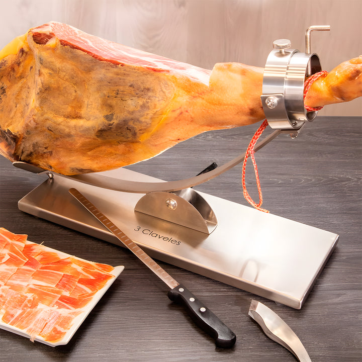 3 Claveles Gourmet - Kit Profesional de Cuchillo Jamonero Deshuesadores Chaira y Pinzas