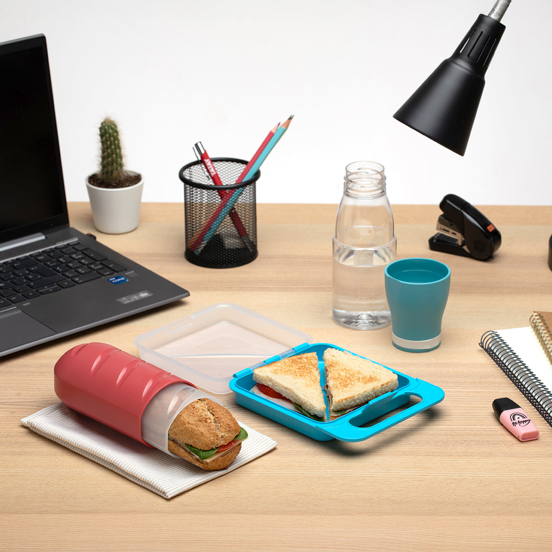 TATAY - Set de 2 Porta Bocadillos Infantiles Extensibles y Reutilizables. Rojo y Amarillo