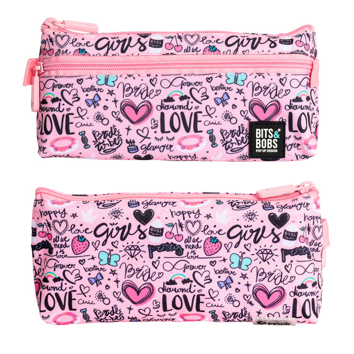 Multimedia: Grafoplás - Estuche Portatodo Plano con 2 Cremalleras de Fácil Apertura. Sweet
