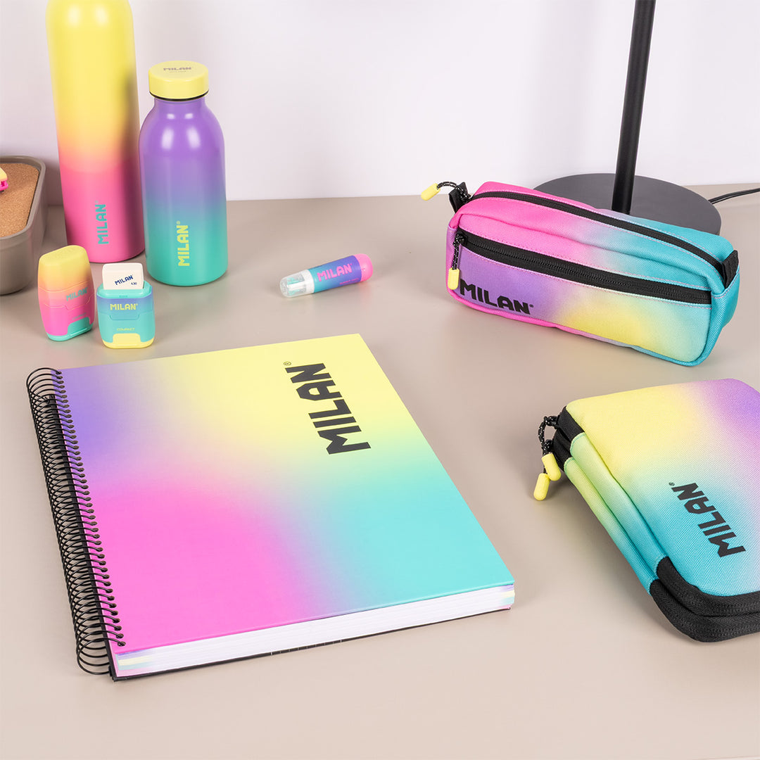 MILAN Sunset - Pack 3 Cuadernos A4 Espiral y Tapa Dura. Papel Pautado 120 Hojas 95gr