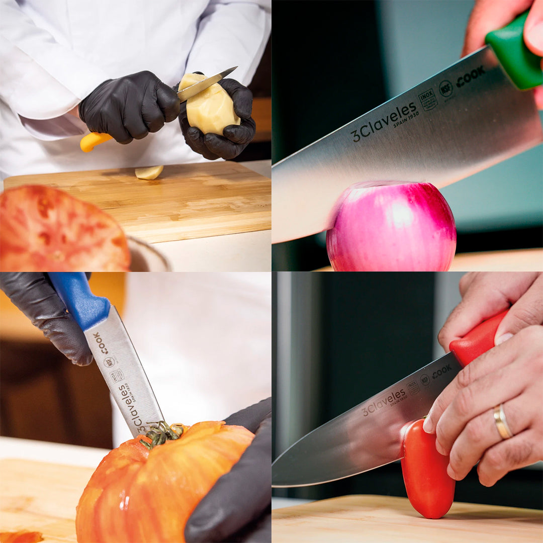 3 Claveles COOK - Cuchillo Cocinero Profesional.  Mango Ergonómico NSF