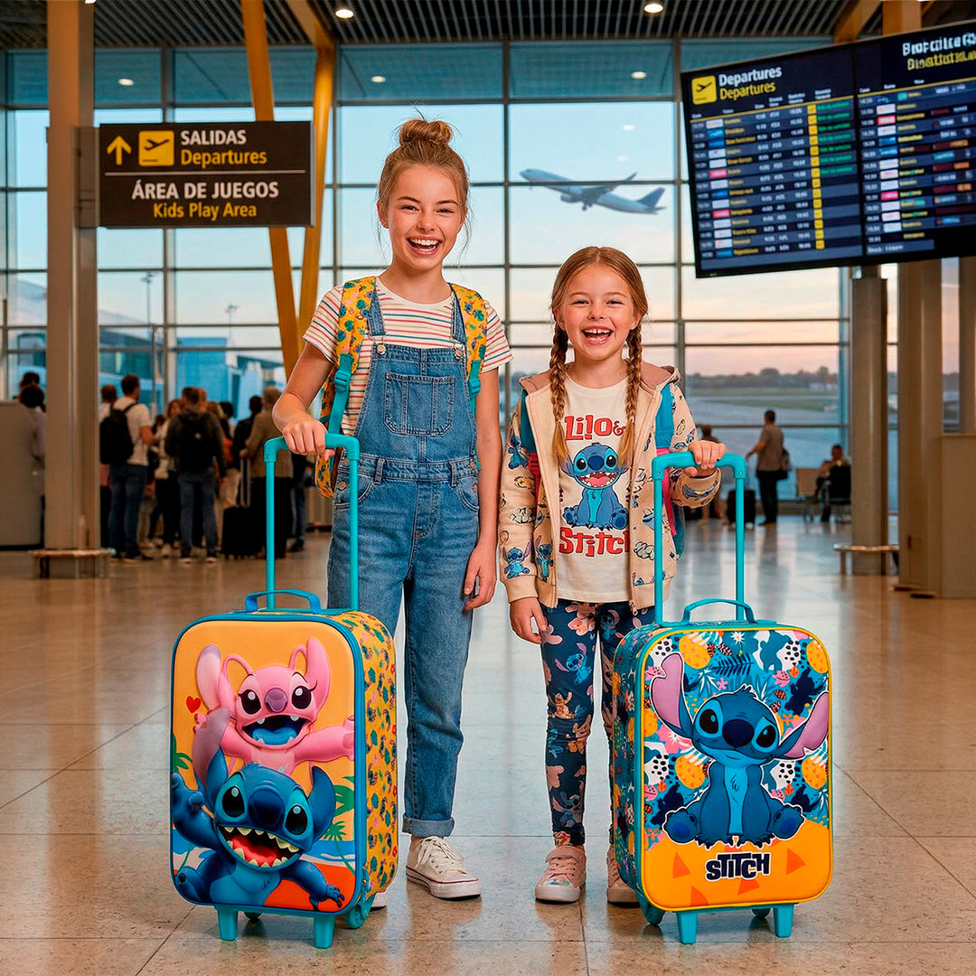 KARACTERMANIA - Maleta Infantil Trolley Soft 3D de 2 Ruedas Disney Lilo y Stitch