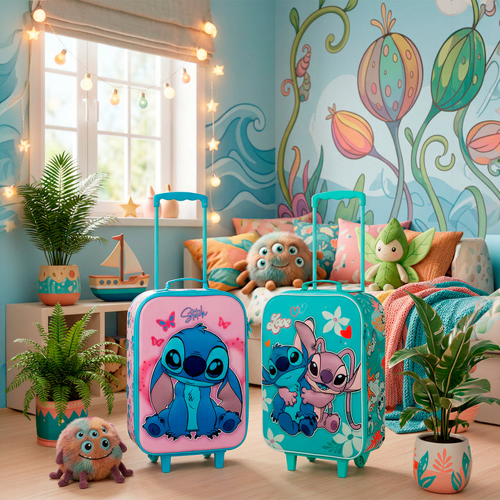 KARACTERMANIA - Maleta Infantil Trolley Soft 3D de 2 Ruedas Disney Lilo y Stitch