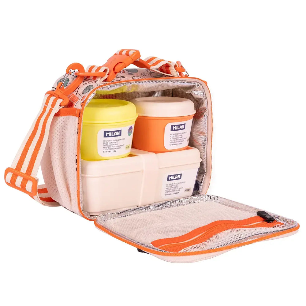 MILAN Sports - Bolsa Isotérmica Porta Alimentos con 3 Recipientes. Color Beige