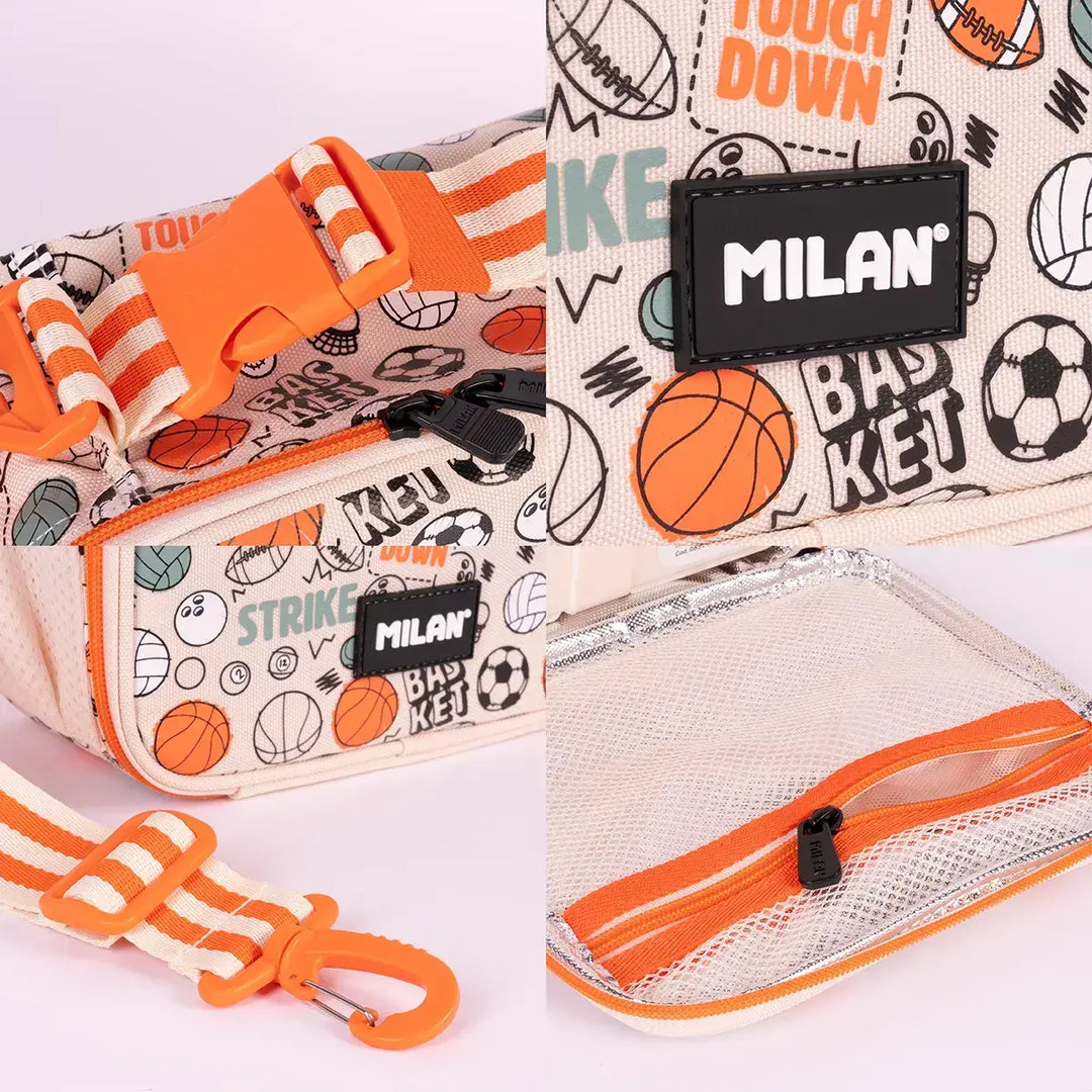 MILAN Sports - Bolsa Isotérmica Porta Alimentos con 3 Recipientes. Color Beige
