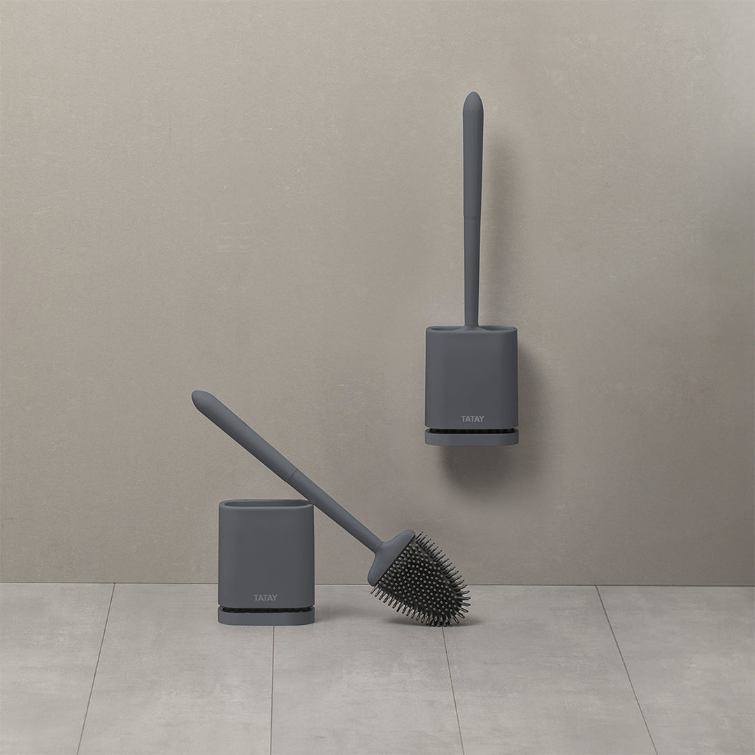 TATAY - Escobilla de Baño en Silicona. Flexible, de Secado Rápido y Antiolor. Gris Antracita