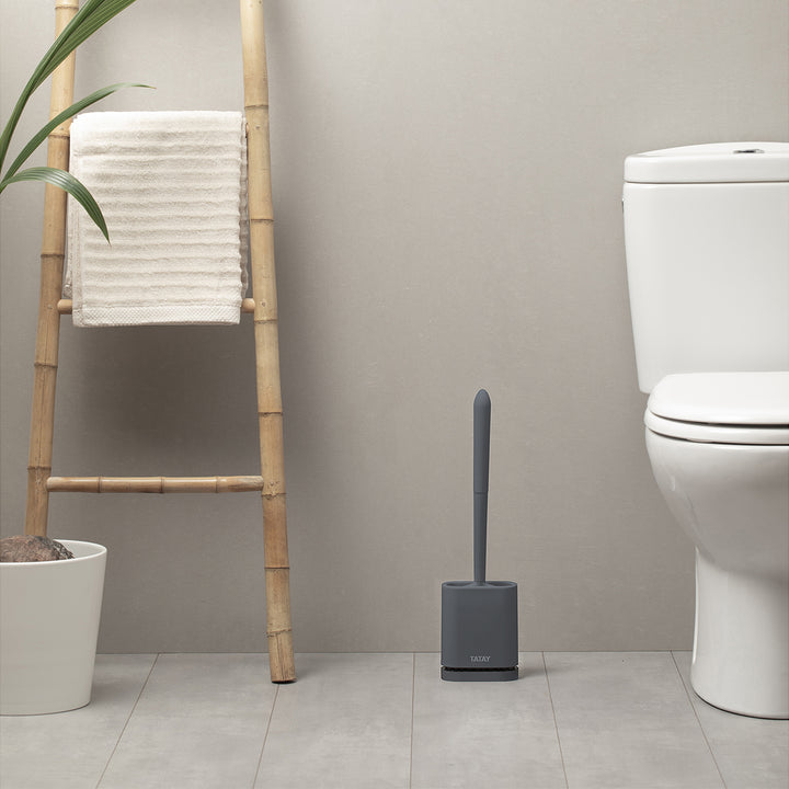 TATAY - Escobilla de Baño en Silicona. Flexible, de Secado Rápido y Antiolor. Gris Antracita