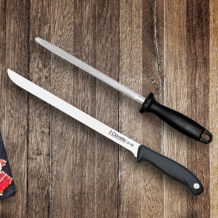 3 Claveles EVO - Kit Profesional de Cuchillo Jamonero Deshuesadores Chaira y Pinzas