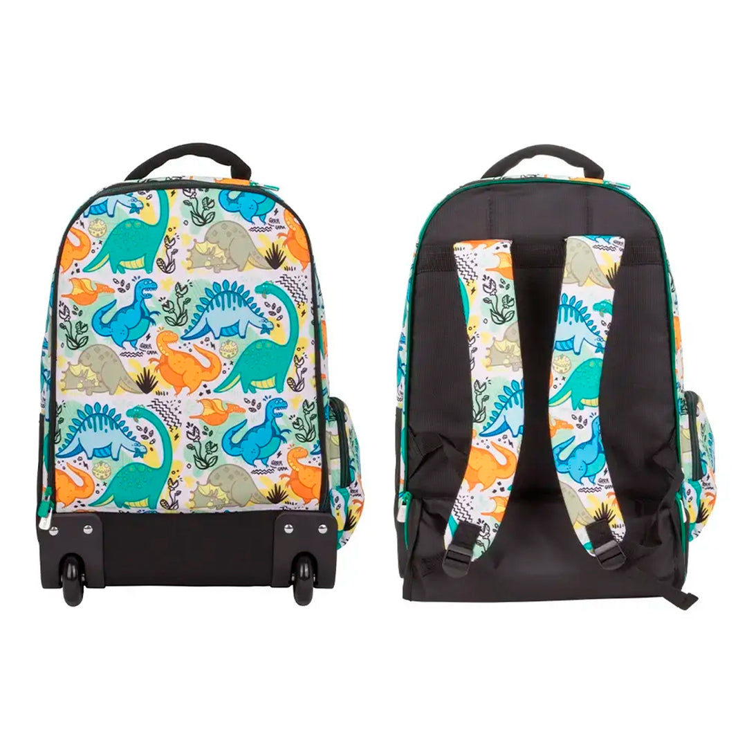 MILAN - Mochila Escolar con Ruedas y 6 Cremalleras, Acolchada y para Portatil. Serie Dinos