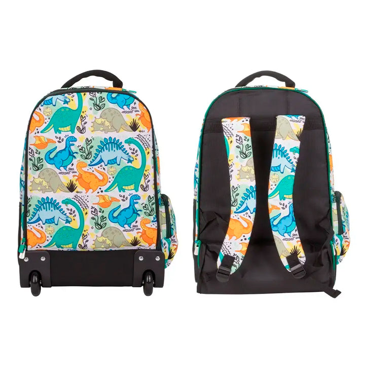 MILAN - Mochila Escolar con Ruedas y 6 Cremalleras, Acolchada y para Portatil. Serie Dinos