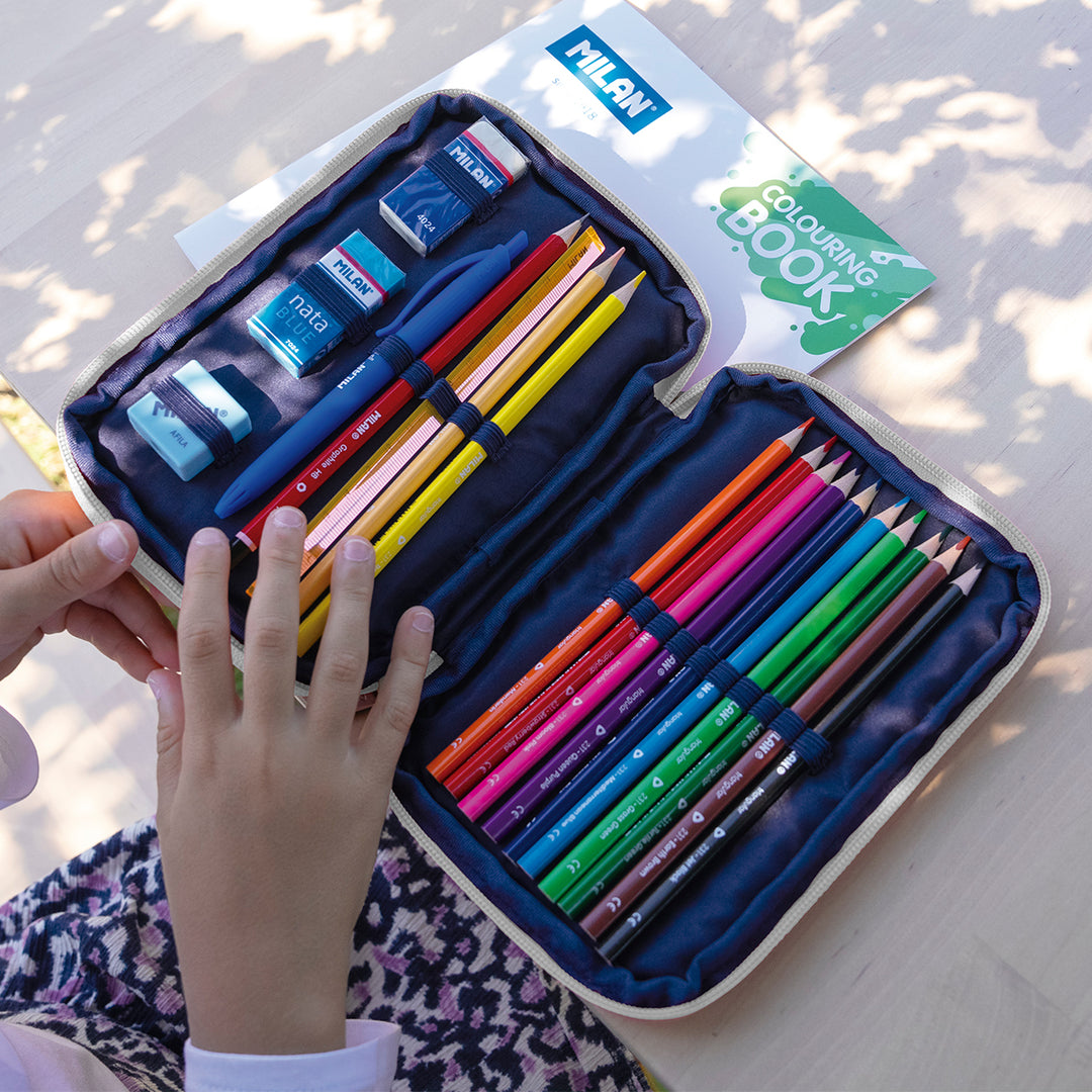 MILAN - Plumier de 2 Pisos con Contenido de 36 Piezas. Colección 430 since 1918. Verde