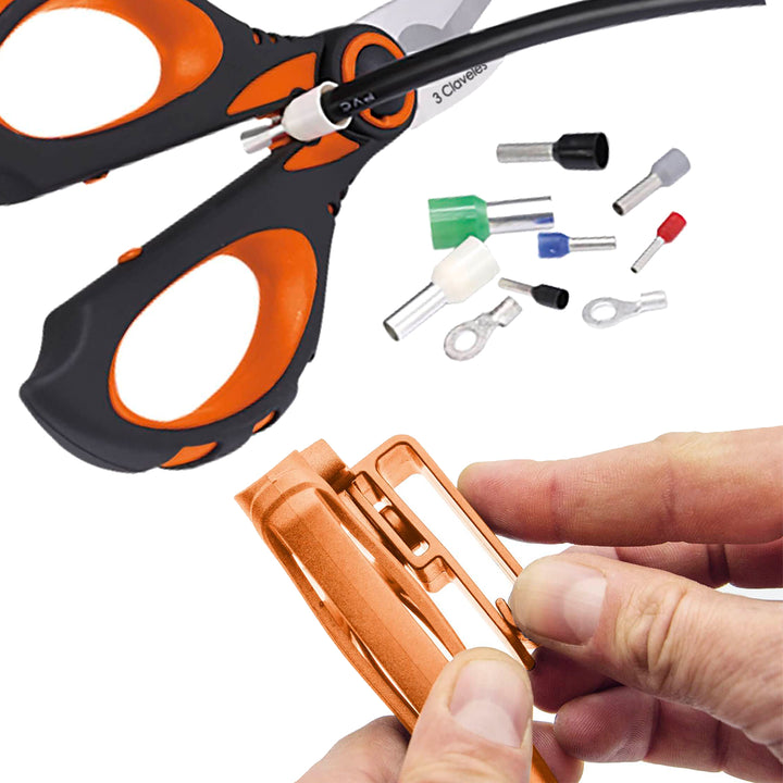 3 Claveles - Tijeras de Electricista Multifunción Profesionales 16 cm - 6.3" Mango Aislante
