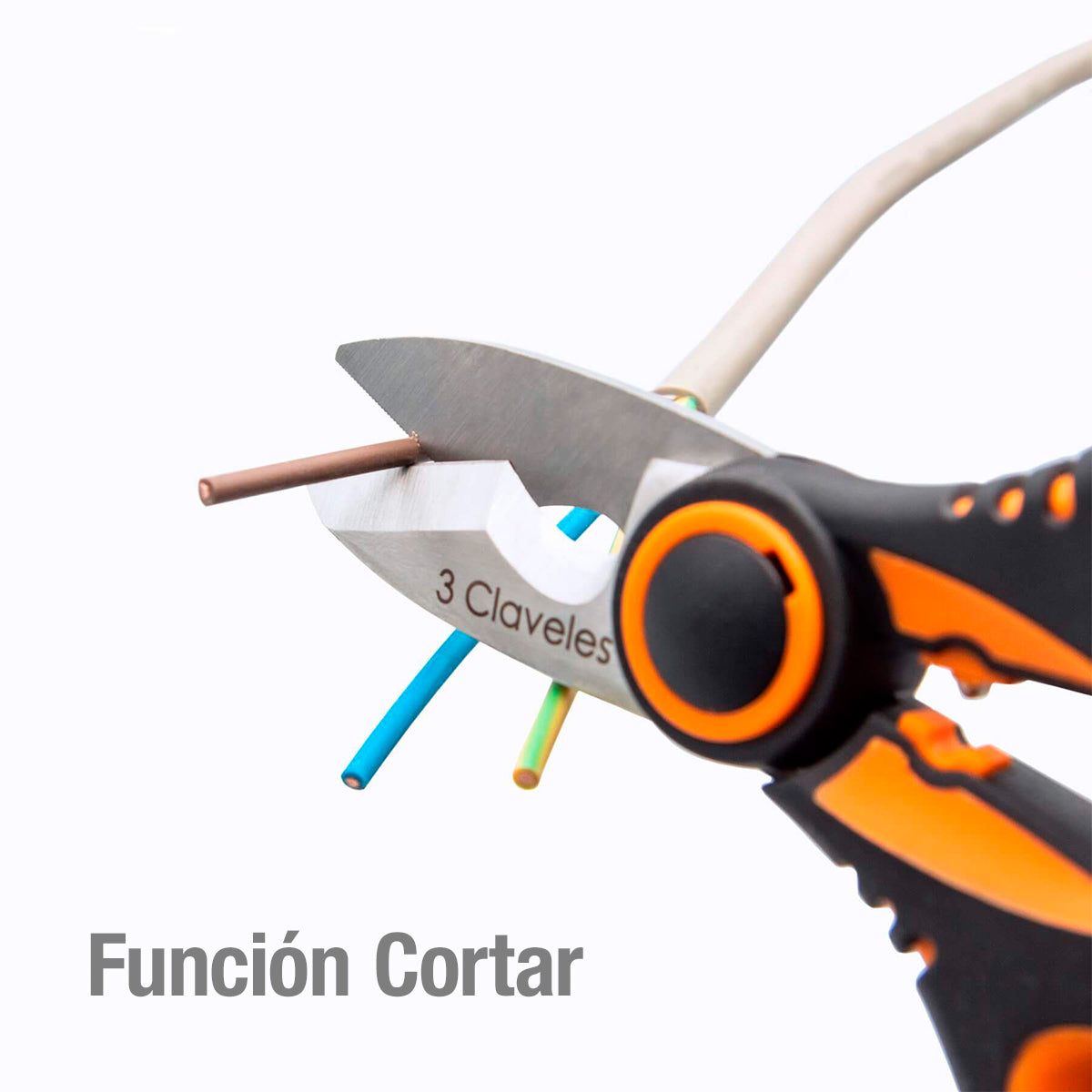 3 Claveles - Tijeras de Electricista Multifunción Profesionales 16 cm - 6.3" Mango Aislante
