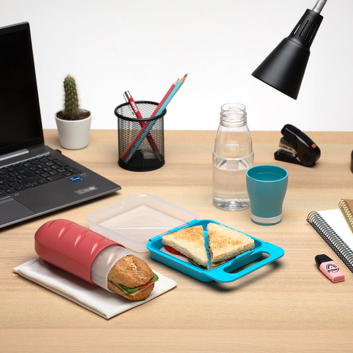 TATAY - Porta Bocadillos Infantil Extensible, Reutilizable y Ecológico. Azul Turquesa