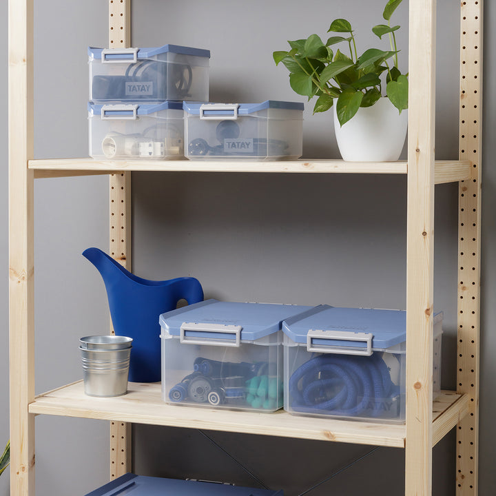 TATAY - Caja de Ordenación Multiusos de 14L con Cierre Hermético y Asas de ABS. Azul