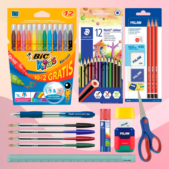 EcoPack Basic 38 - Pack Ahorro Completo con Material Escolar de Primeras Marcas