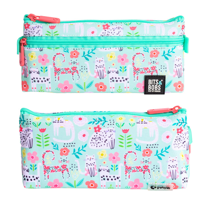 Multimedia: Grafoplás - Estuche Portatodo Plano con 2 Cremalleras de Fácil Apertura. Cats
