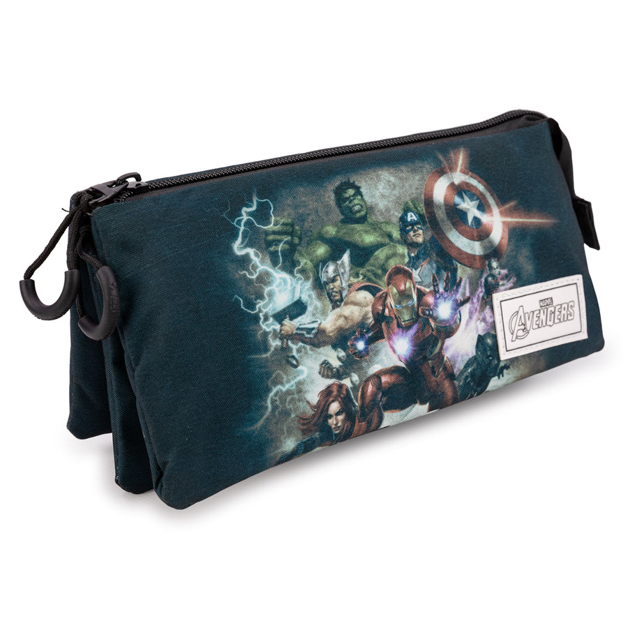 MARVEL Los Vengadores - Estuche Escolar Triple Portatodo con 2 Cremalleras. Troupe