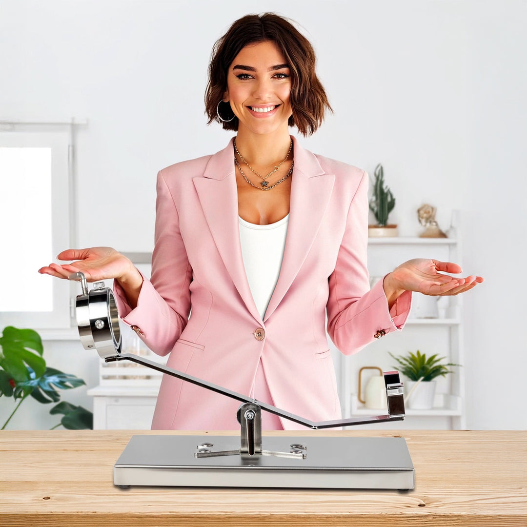 BELLO Teide - Soporte Jamonero Basculante en Fibra Blanca y Acero Inoxidable con Cubrejamón