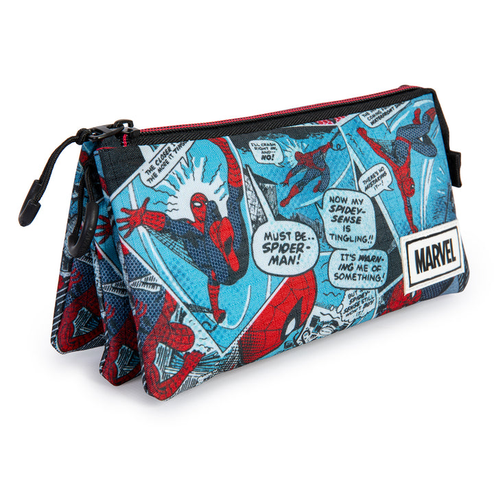 MARVEL Spiderman - Estuche Escolar Triple Portatodo con 2 Cremalleras. Brush