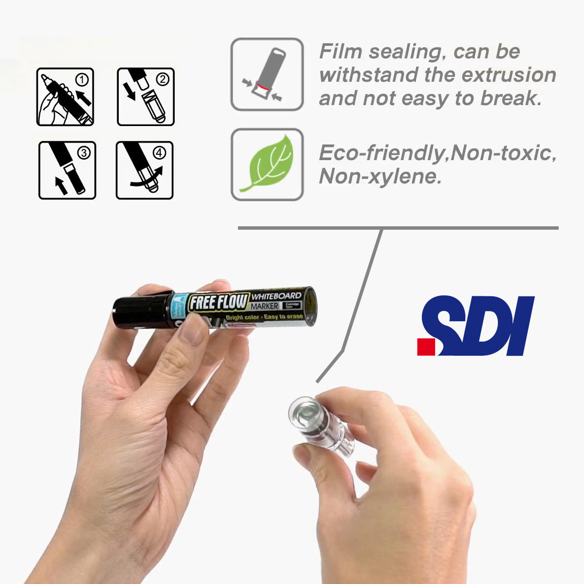 SDI Free Flow - Cartucho de Recarga para Rotulador de Pizarra Blanca. Rojo