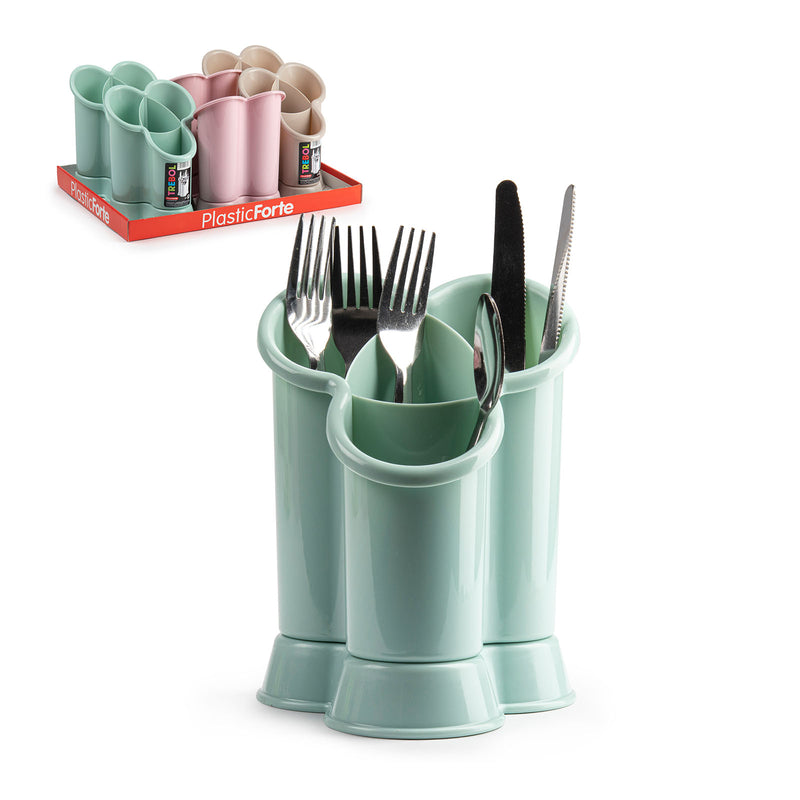 Plastic Forte - Escurre Cubiertos de Cocina Trébol con Base Incorporada. Verde