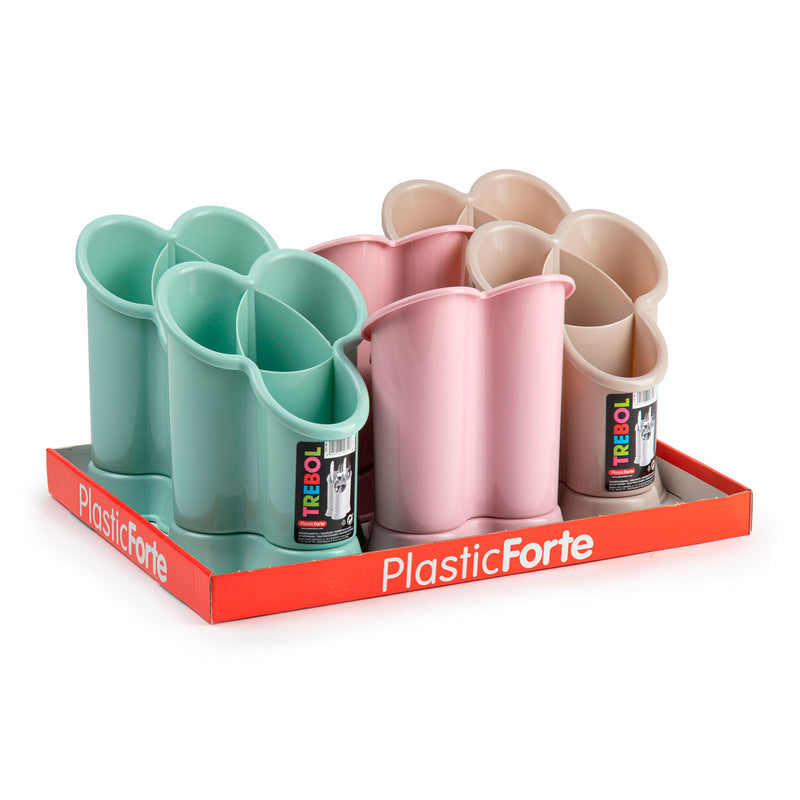 Plastic Forte - Escurre Cubiertos de Cocina Trébol con Base Incorporada. Rosa