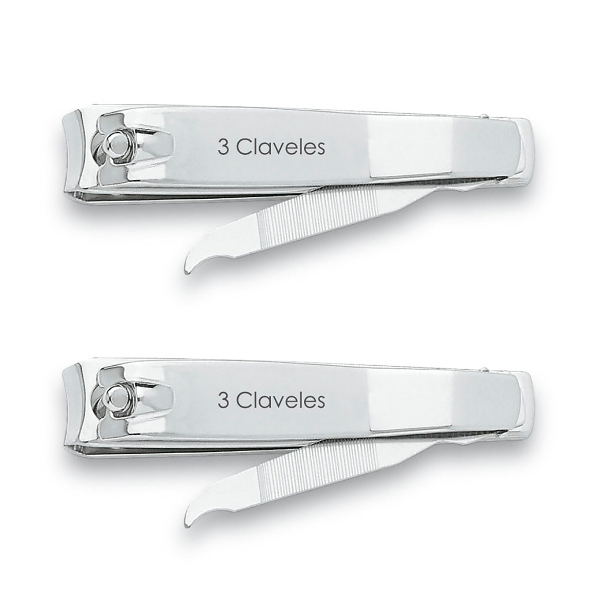 3 Claveles - Pack de 2 Cortaúñas con Lima para Pies de 8 cm en Acero al Carbono