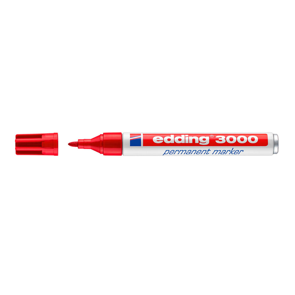 EDDING 3000 - Set de 4 Rotuladores Permanentes Punta Redonda 1.5-3 mm. Rojo