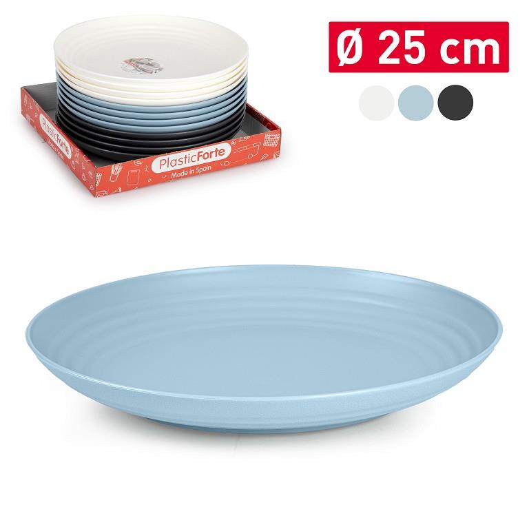 Plastic Forte - Plato Classic Llano 25 cm Reutilizable. Ideal Fiestas. Azul