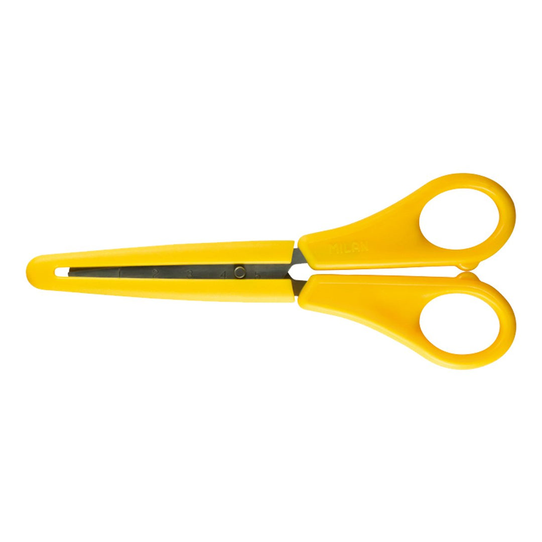 MILAN 1409824 - Tijeras Escolares de Punta Redonda con Funda, 14.7 cm