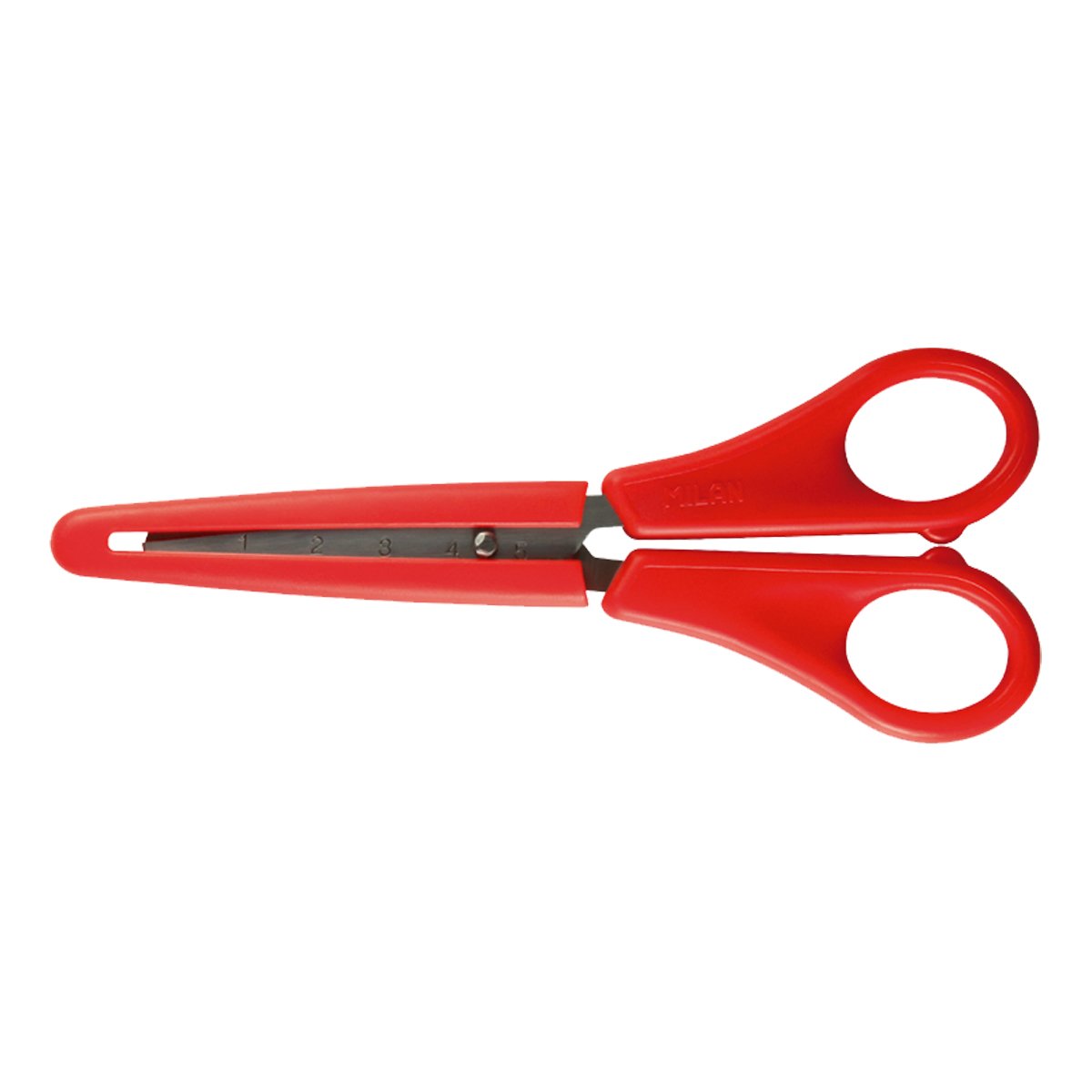 MILAN 1409824 - Tijeras Escolares de Punta Redonda con Funda, 14.7 cm