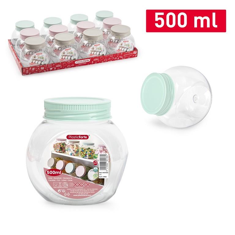 Plastic Forte Candy - Juego de 4 Botes para Golosinas 0.5L con 2 Posiciones. Marrón