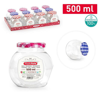 Plastic Forte Candy - Juego de 4 Botes para Golosinas 0.5L con Tapa Metálica. Rojo