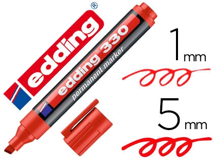 Edding 330 - Rotulador Marcador Permanente Rojo  Punta Biselada 1-5 mm Recargable