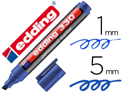 Edding 330 - Rotulador Marcador Permanente Azul Punta Biselada 1-5 mm Recargable