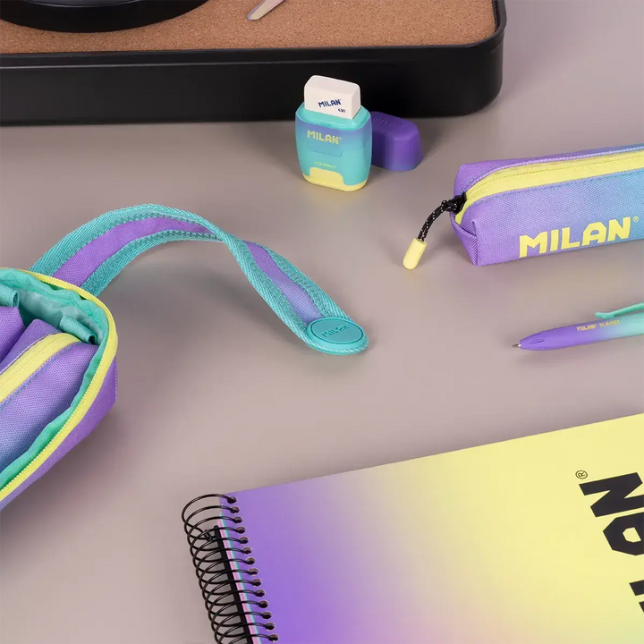 MILAN - Kit de 4 Estuches con Contenido de 31 Piezas de Material Escolar. Sunset Verde