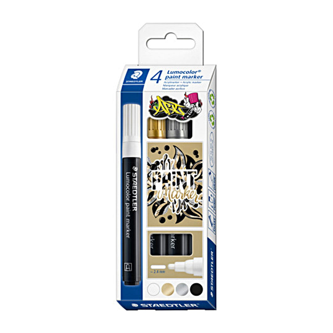 STAEDTLER - Rotuladores Paint Marker Trazo 2,4 mm Estuche de 4 Unidades. Colores Surtidos