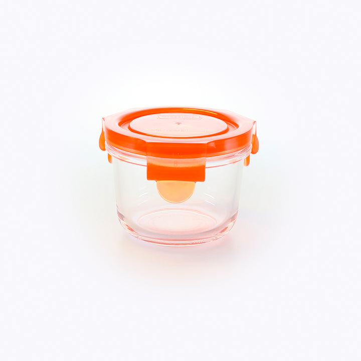 Glasslock Classic - Recipiente Hermético Redondo de 0.16L en Vidrio Templado. Naranja