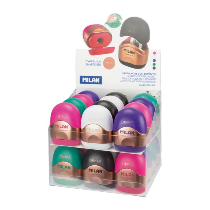 MILAN 20165224CP - Sacapuntas con Depósito Formato Estuche. CAPSULE Copper