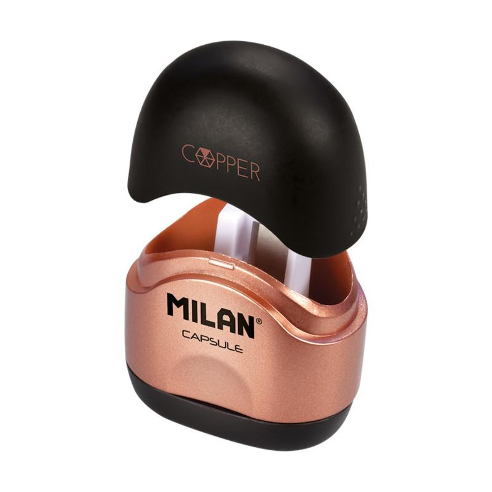 MILAN 20165224CP - Sacapuntas con Depósito Formato Estuche. CAPSULE Copper