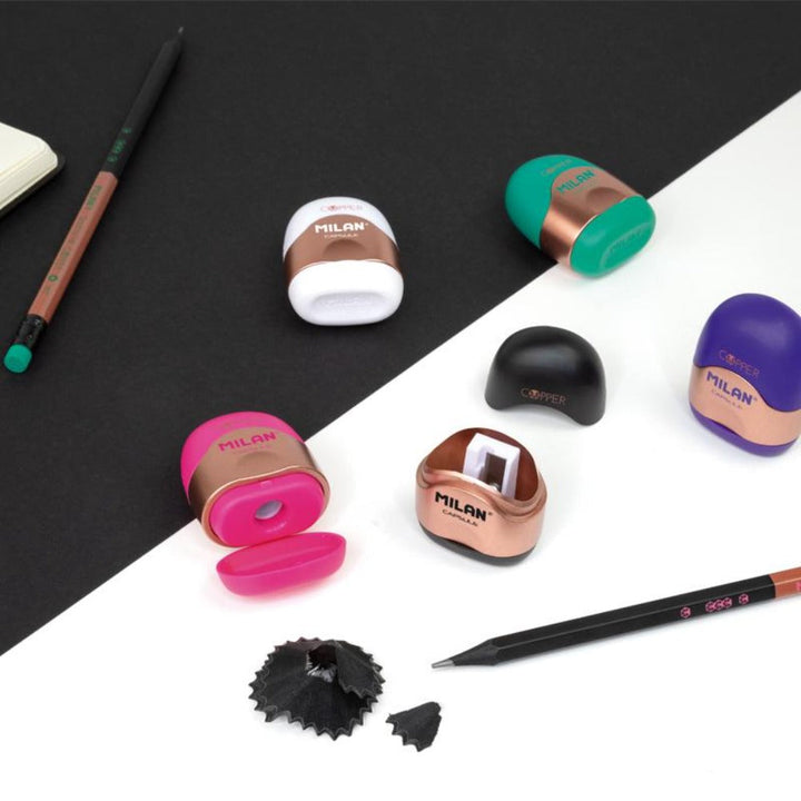 MILAN 20165224CP - Sacapuntas con Depósito Formato Estuche. CAPSULE Copper